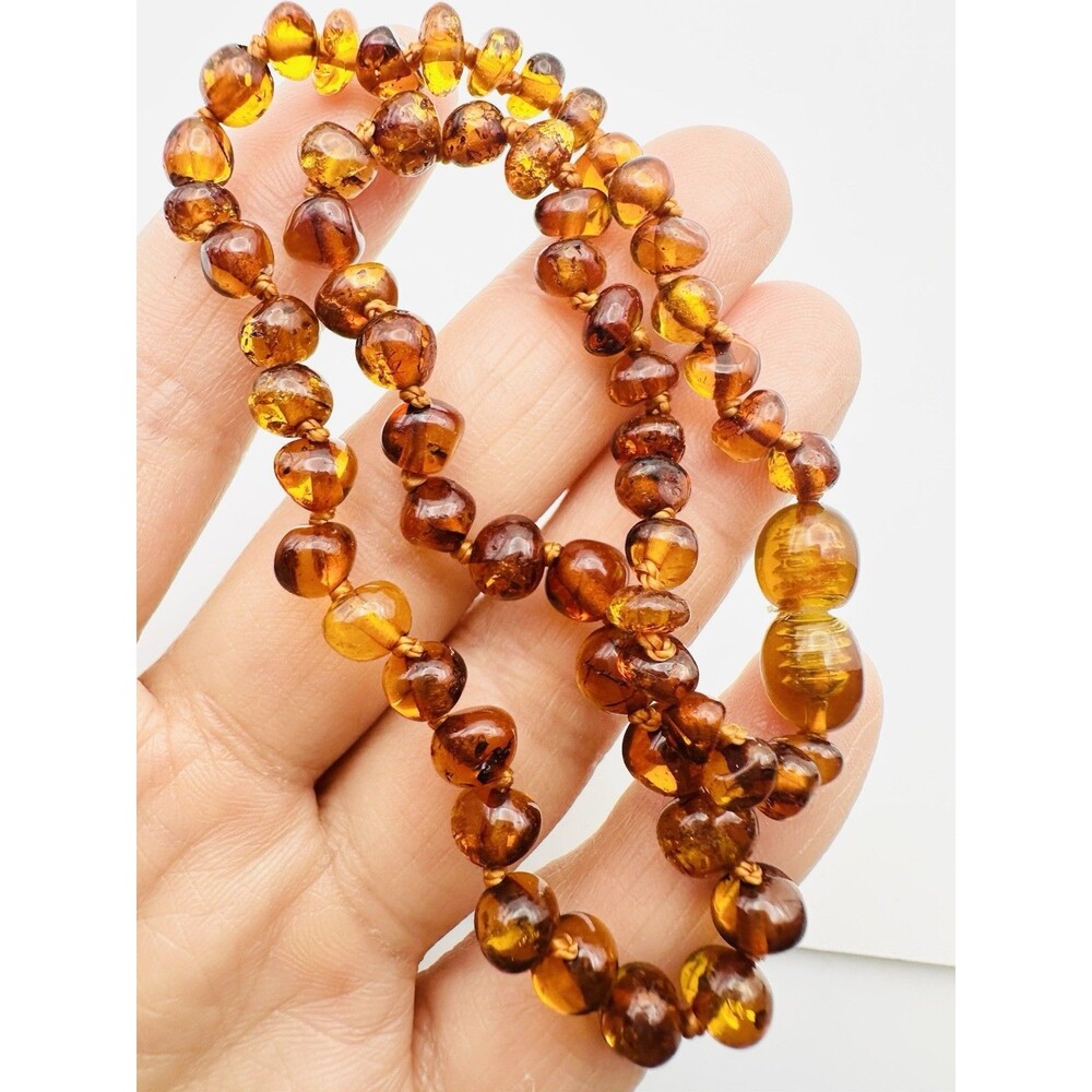 Natural Baltic Amber Bead Kids Necklace 12.5”